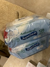 Упаковка влажных салфеток Superfresh Antibacterial с клапаном 2 пачки по 120 шт (42105641) фото от покупателей 1