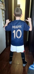 Форма футбольная детская Mbappe (Мбапе) 10 Сборная Франции 2024, 28-150-155, темно-синий-белый