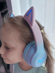 Бездротові навушники Onvyx BT612I з котячими вушками, RGB-підсвічуванням, Bluetooth 5.3, FM-радіо, MicroSD, AUX, складні Black фото від покупців 2