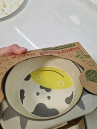 Набор детской бамбуковой посуды 5 предметов в комплекте ECO product Plus Коровка фото от покупателей 1