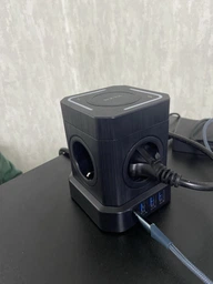 Универсальный сетевой удлинитель RZTK Power Hub Wireless 15W + 3 USB-A + USB-С (PD20W) Black 2 м фото от покупателей 6