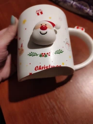 Новогодняя чашка с крышкой и ложкой "Санта", 360мл, керамика, Белый Сhristmas фото от покупателей 1