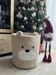 Корзина для игрушек из плюша Тедди Бежевый мишка, 40х50 см фото от покупателей 3
