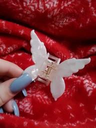 Заколка-крабик для волосся Fashion Jewerly "Метелик" затискач з ацетату, колір білий перламутр (1 тип)