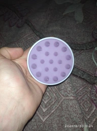 Силіконова щітка-масажер для миття голови 8 см - white-purple фото від покупців 2