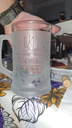 Іменний бокал для пива з гравіюванням напису Славний Козак фото від покупців 1