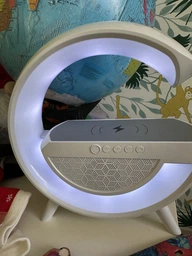 Многофункциональный ночник с будильником BT-3401 RGB с Bluetooth колонкой, Радио и беспроводной зарядкой Белый фото от покупателей 1