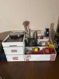 Органайзер/подставка для косметики настольный с выдвижными ящиками Cosmetics Organizer розовый (СО-28997) фото от покупателей 4
