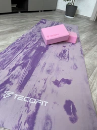 Коврик для йоги и фитнеса TECOFIT EVA 173x61x0.6 см Синий мрамор + чехол-сумка в подарок (TOP240214835) фото от покупателей 3