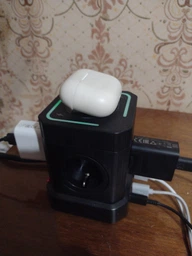 Универсальный сетевой удлинитель RZTK Power Hub Wireless 15W + 3 USB-A + USB-С (PD20W) Black 2 м фото от покупателей 3