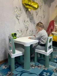Дитячий стіл і два стільчики Технок (ТЕХ-0440), пластиковий. Зелений
