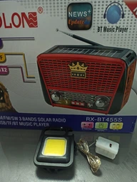 Радіоприймач Golon RX-455S + Bluetooth та сонячною панеллю FM, AM, SW USB/microSD power bank LED-ліхтарик Ретро-дизайн Сірий фото від покупців 8