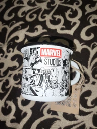 Кружка эмалированная Enamel mug с принтом Marvel белая 400 мл
