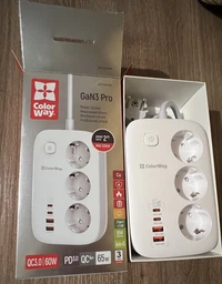 Сетевой фильтр-удлинитель ColorWay 3 розетки/4USB GaN3 Pro PD (2USB-A + 2 TYPE-C) (65W) 2 м White (CW-CHE34PDW) фото от покупателей 1