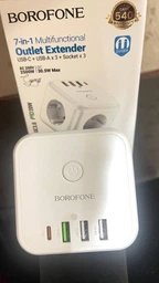 Мережевий Подовжувач Borofone максимальна потужність 2500W (250V/10A) 3 роз'єми USB (A1, A2, A3) 1 роз'єм Type-C (C) 30.5W White