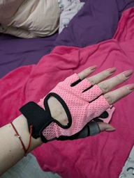 Перчатки для фитнеса (велосипеда и тяжелой атлетики) SPORT GEAR "S" чёрные с розовым фото от покупателей 13