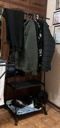 Стойка вешалка для одежды и обуви Coat Rack TW-777 new напольная стальная с полками, на колесах Black фото от покупателей 9