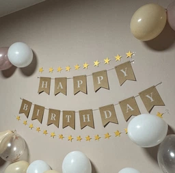 Флажки Бумажные HAPPY BIRTHDAY Крафтовый