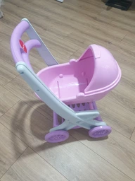Детская игрушечная коляска тележка для кукол с люлькой Doloni 121/04 стойка и стильная кукольная колясочка для куклы пупса высококачественный пластик с корзиной для аксессуаров в коробке детские коляски игрушки коляски розовая фото от покупателей 3