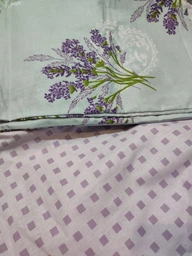 Постельное белье хлопковое Цветы Двуспальное 180 x 220 Бязь Лавандовое 50 х 70