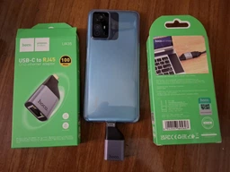 Адаптер Hoco UA35 (переходник USB-C to RJ45, 100 мб/с, Windows, MacOS, Linux, Android, Chrome OS) - Черный