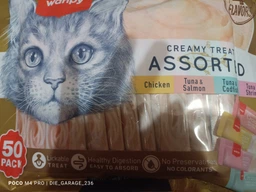 Набір-мікс рідких ласощів Wanpy Creamy Treat Assorted для котів, 50 стіків із чотирма різними смаками: курка, тунець із лососем, тунець із тріскою, тунець із креветками (6927749871859) фото від покупців 3