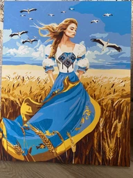Картина по номерам Origami Девушка в Сине-Желтом Платье 40x50 см (LW32580)