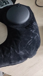 Дорожная надувная подушка подголовник на шею со встроенной помпой TRAVEL NECK PILLOW Голубая фото от покупателей 1