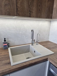 Кухонная мойка гранит GRANADO Linares white (0805) + сифон одинарный для кухонной мойки Nova