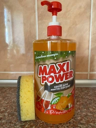 Засіб для миття посуду Maxi Power Мандарин з губкою, 1 л