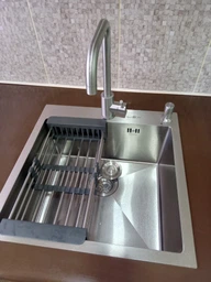 Мойка из нержавеющей стали AQUAMILL 5050 + смеситель + дозатор + решетка фото от покупателей 18
