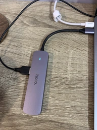 USB Хаб Hoco HB28 Type-C multi-function converter (HDMI+USB3.0+USB2.0+SD+TF+PD) Сірий