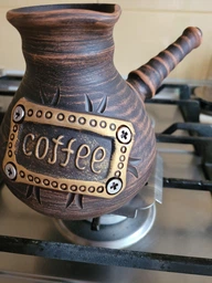 Джезва гончарна Coffee Кава 500 мл червона глина + розсікач