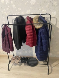Двойная стальная стойка вешалка для одежды и обуви с полкой RZTK Loft Black фото от покупателей 19