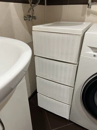 Комод пластиковый на 4 ящика R-Plastic РОТАНГ белый фото от покупателей 5