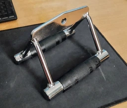 Ручка для тяги нижнього блоку EasyFit подвійна хромована з гумовими ручками (рукоятка для тренажера та нижньої тяги) EFRTOB2