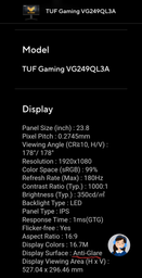 Монітор 24" Asus VG249QL3A (90LM09G0-B01170) FullHD / Fast IPS / 180Hz / 1 мс GTG / FreeSync Premium / G-Sync Compatible / Shadow Boost / Speakers 2W фото від покупців 5