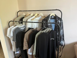 Двойная стальная стойка вешалка для одежды и обуви с полкой RZTK Loft Black фото от покупателей 18