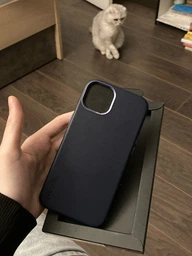 Противоударный кожаный чехол Decoded Leather Case with MagSafe для Iphone 13 (6.1") Matt Navy Blue
