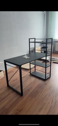 Письменный стол Ferrum-decor Серии Конект c этажеркой 75x120x60 черный ДСП Дуб Сан-Марино 16мм (XK00182)