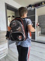 Рюкзак школьный каркасный ортопедический для первоклассника Yes S-30 Juno Ultra Premium Scratch dog, для мальчиков, черный (553162)