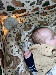 Дитячий безпровідний маленький генератор білого шуму на акумуляторі світлодіодний нічник для новонароджених білий шум для сну швидкого засинання і спокійного сну дітей колискові пісні для малюка білий фото від покупців 1