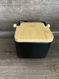 Цукорниця Ardesto Midori 12х12х11см, 840мл, кераміка, бамбук, чорна