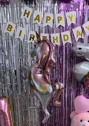 Паперова гірлянда "Happy Birthday", довжина - 300 див., картон високої якості, колір - білий