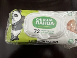 Вологі серветки Сніжна панда Алое для немовлят без запаху 72 шт (4820183970442) фото від покупців 2