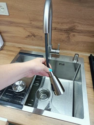 Мойка из нержавеющей стали AQUAMILL 6050 + смеситель с выдвижной лейкой + дозатор + коландер фото от покупателей 1