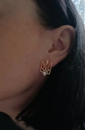 Серьги Xuping Jewelry герб трезуб с камешком 1.9 см золотистые