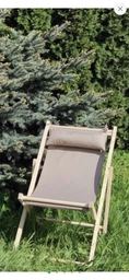 Раскладное деревянное кресло шезлонг с тканью, для дачи, пляжа или кафе. Кресла садовые террасные деревянные XRMASTER Коричневый, ткань бежевая с подушкой фото от покупателей 3