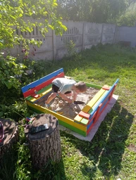 Песочница детская уличная с крышкой, разноцветная, 120*120 см фото от покупателей 2