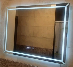 Зеркало с LED подсветкой 60х80 см зеркало для ванной комнаты смарт c подогревом и дисплеем светодиодное BRS фото от покупателей 3